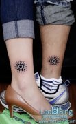 武汉专业纹身店：腿部情侣图腾纹身图案