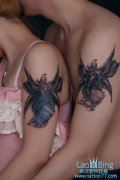 武汉最好纹身店：手臂情侣天使纹身图案作品