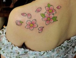上臂樱花纹身图案-54张可爱的