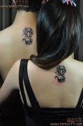 武汉最好纹身店：帅气的情侣颈部图腾纹身图案作品