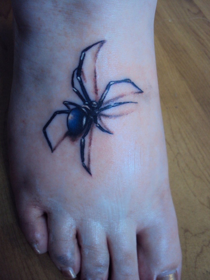 推荐一款精致的脚背蜘蛛纹身图案
