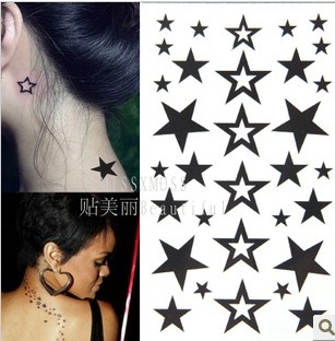 分享一款时尚个性小清新五角星纹身图案