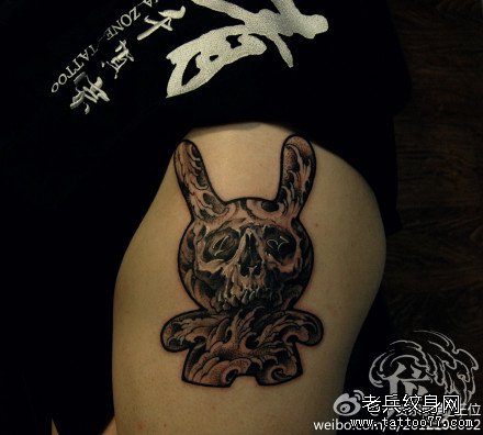 胳膊兔子骷髅纹身图案