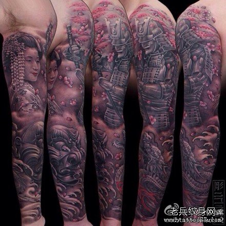手臂日本武士纹身图案