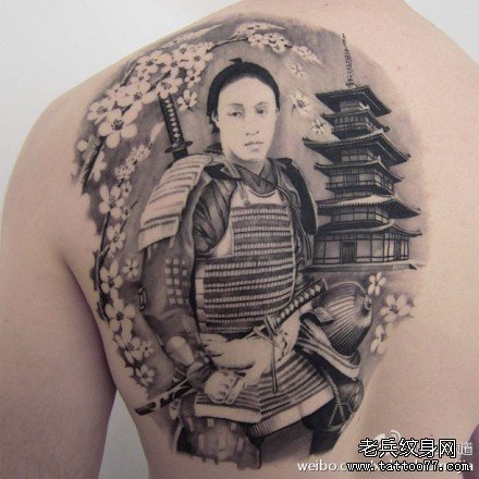 满背日本武士纹身图案