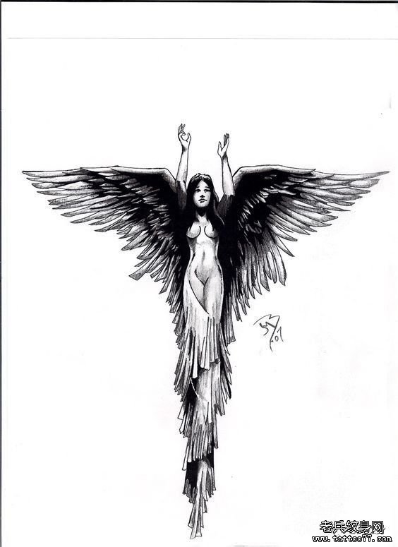 性感的天使纹身图案