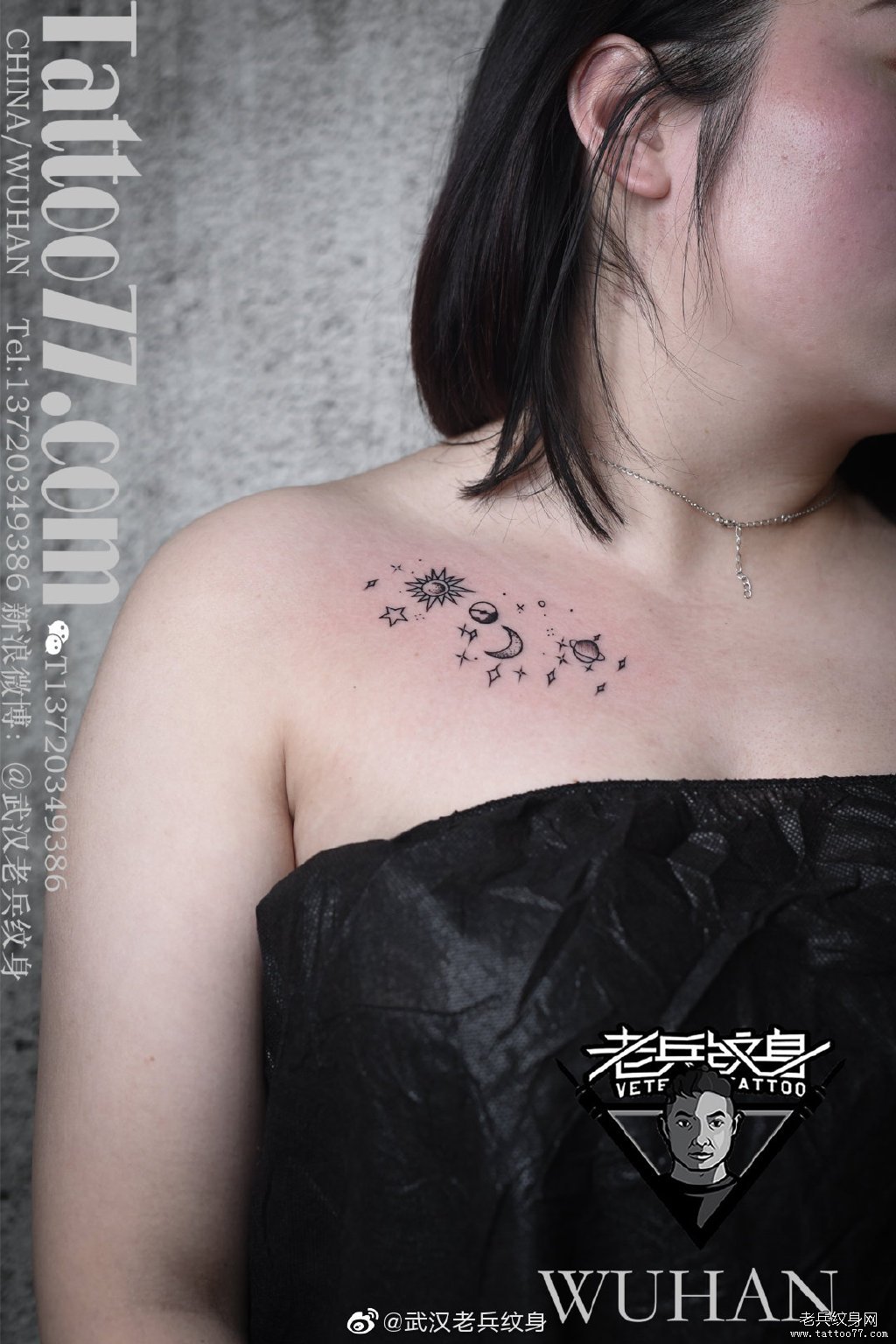 锁骨上的英文纹身图案是小姐姐送个自己21岁生日的礼物_杭州纹彩刺青纹身-站酷ZCOOL