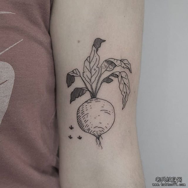 手臂线条萝卜纹身图案
