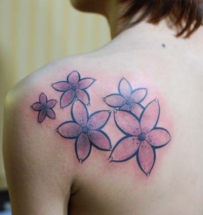樱花纹身图案肩膀图片