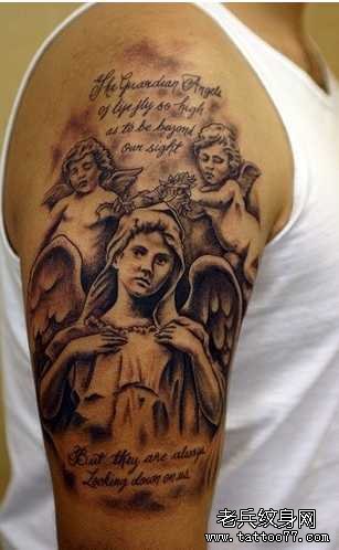 胳膊小天使纹身图案