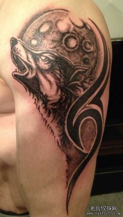 胳膊狼头纹身图案