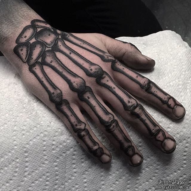 手背骷髅纹身图案