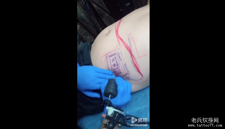 腹部机器纹身视频